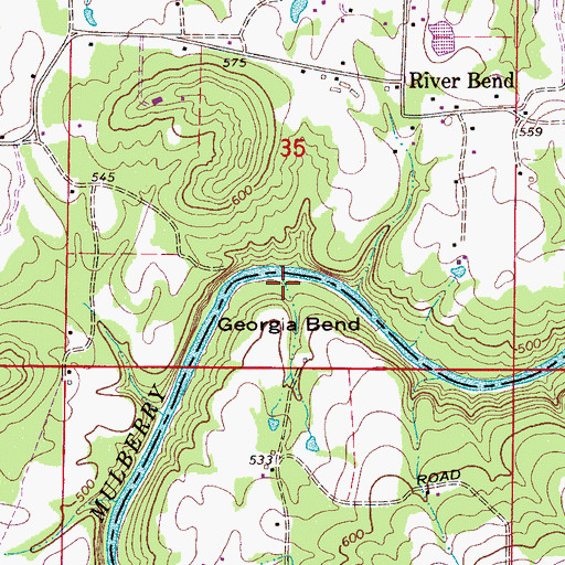 Topographic Map of Georgia Bend, AL