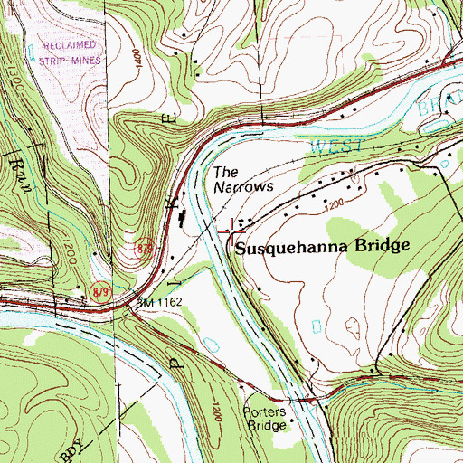 Topographic Map of Susquehanna Bridge, PA