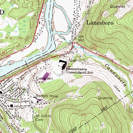 Topographic Map of Susquehanna Consolidated School, PA