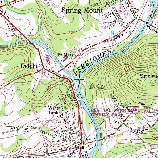 Topographic Map of Swamp Creek, PA