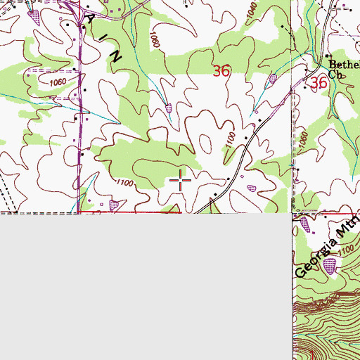 Topographic Map of Georgia Mountain, AL