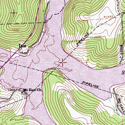 Topographic Map of Swamp Run, PA