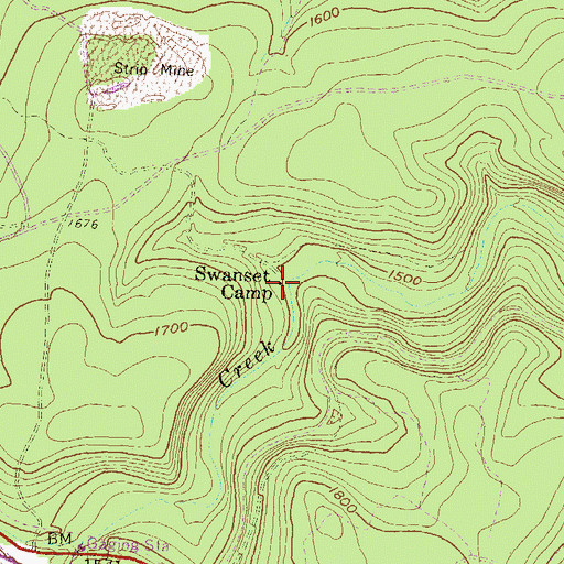 Topographic Map of Swanset Camp, PA