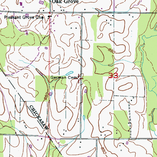 Topographic Map of German Cemetery, AL