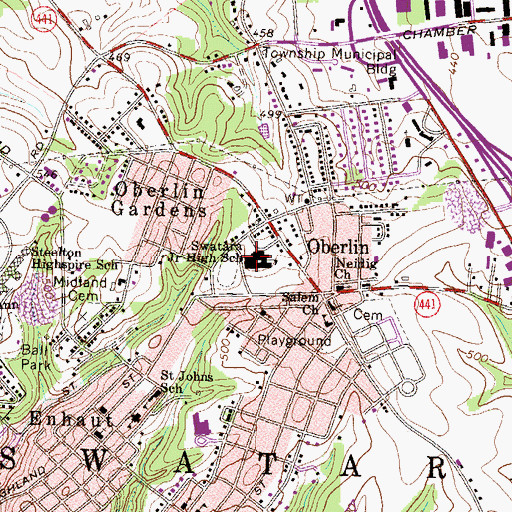 Topographic Map of Swatara High School, PA