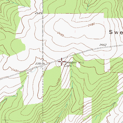 Topographic Map of Sweden Hill Cemetery, PA