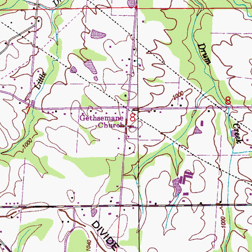 Topographic Map of Gethsemane Church, AL