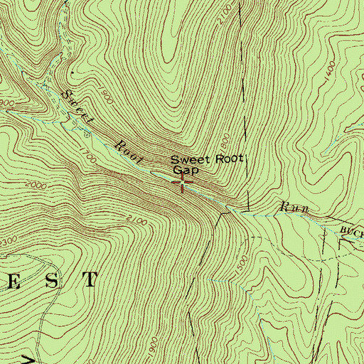 Topographic Map of Sweet Root Gap, PA