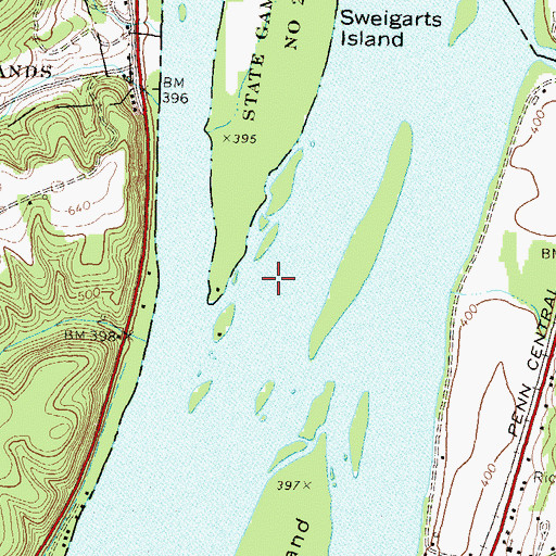 Topographic Map of Sweigarts Island, PA