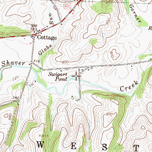 Topographic Map of Swigart Pond, PA