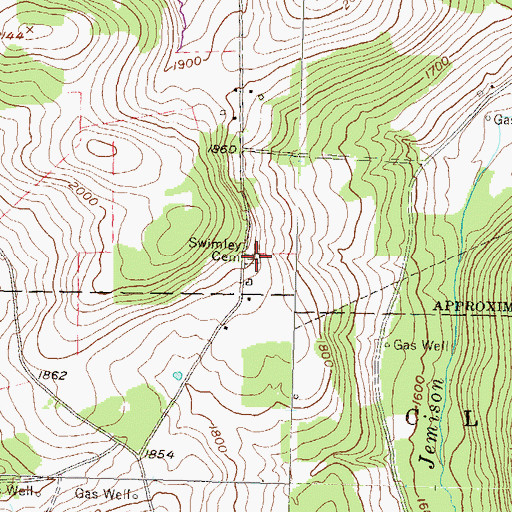 Topographic Map of Swimley Cemetery, PA