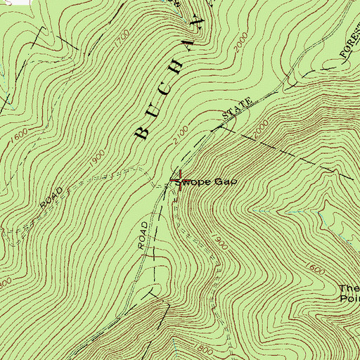 Topographic Map of Swope Gap, PA