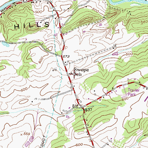 Topographic Map of Swope School, PA