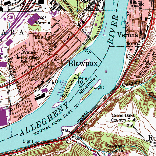 Topographic Map of Sycamore Island, PA