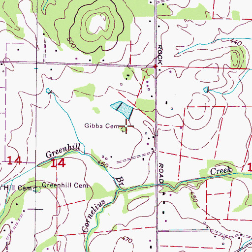 Topographic Map of Gibbs Cemetery, AL