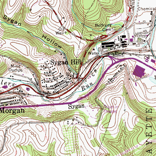 Topographic Map of Sygan Hollow, PA