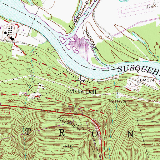 Topographic Map of Sylvan Dell, PA