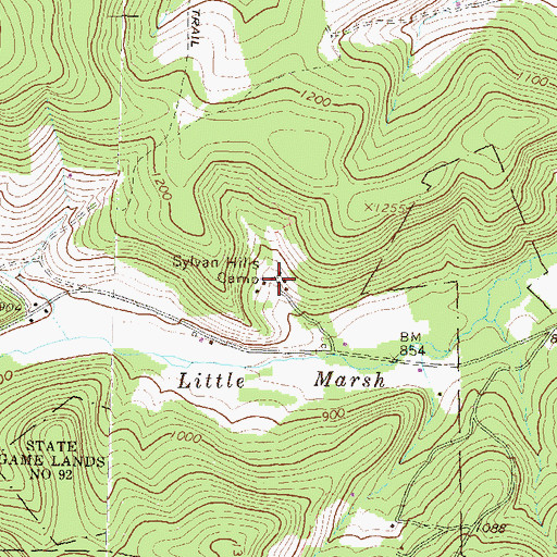 Topographic Map of Sylvan Hills Camp, PA