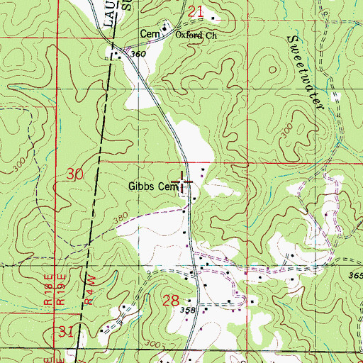 Topographic Map of Gibbs Cemetery, AL
