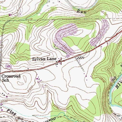 Topographic Map of Sylvan Lane, PA