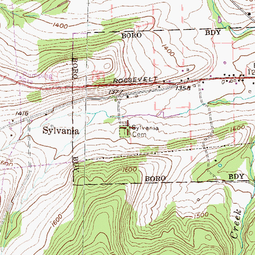 Topographic Map of Sylvania Cemetery, PA