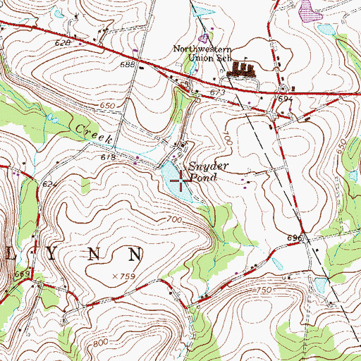 Topographic Map of Synder Pond, PA