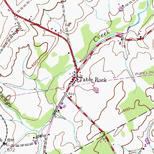 Topographic Map of Table Rock, PA