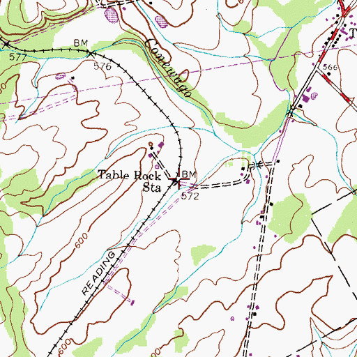 Topographic Map of Table Rock Station, PA