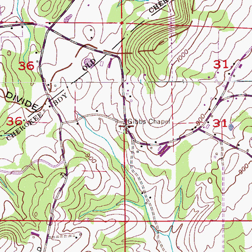 Topographic Map of Gibbs Chapel, AL