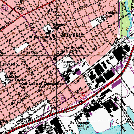 Topographic Map of Russo Park Playground, PA