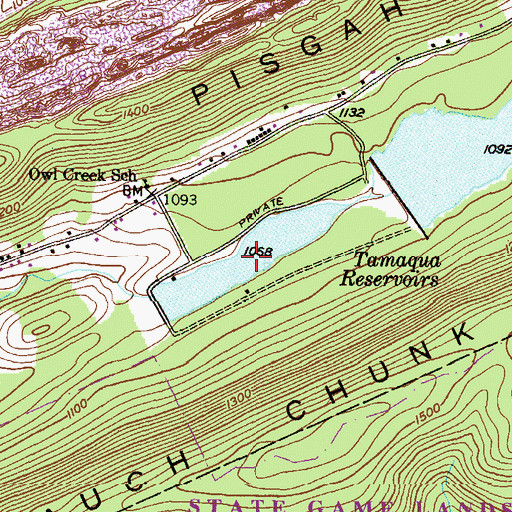 Topographic Map of Tamaqua Reservoirs, PA
