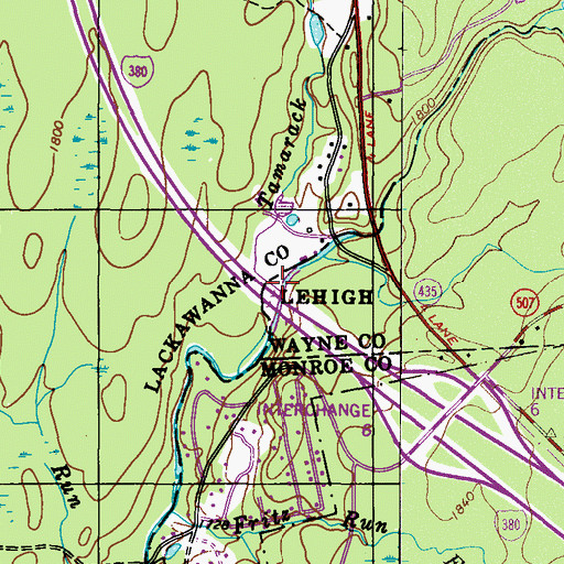 Topographic Map of Tamarack Creek, PA