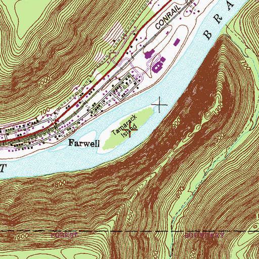 Topographic Map of Tamarack Island, PA