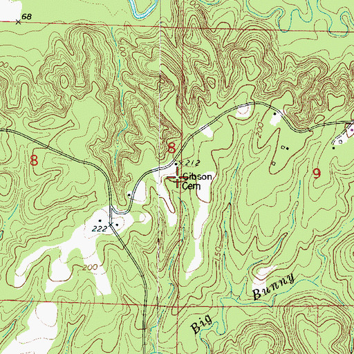 Topographic Map of Gibson Cemetery, AL
