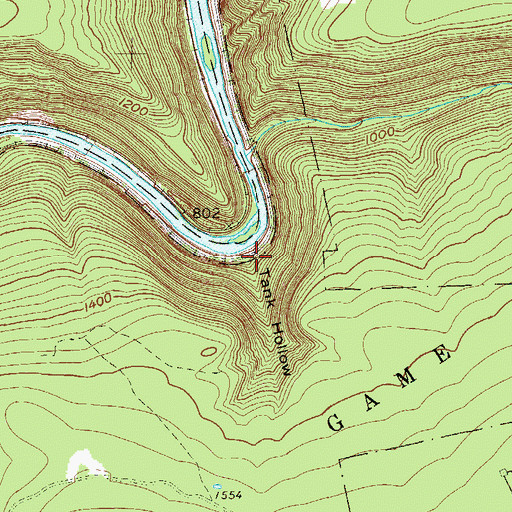 Topographic Map of Tank Hollow, PA