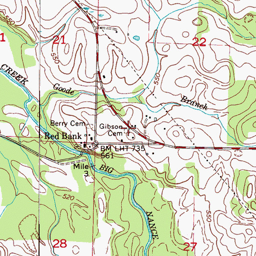 Topographic Map of Gibson Cemetery, AL