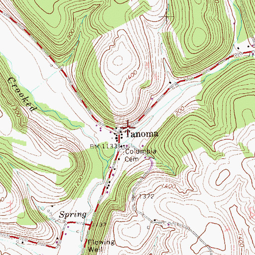 Topographic Map of Tanoma, PA