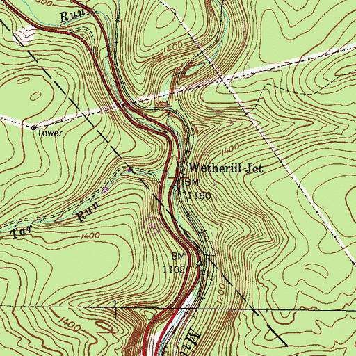 Topographic Map of Tar Run, PA