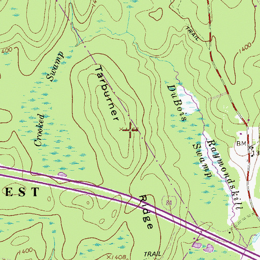 Topographic Map of Tarburner Ridge, PA
