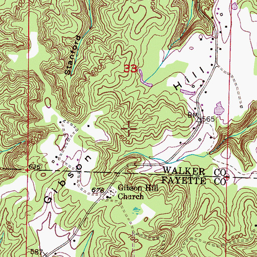 Topographic Map of Gibson Hill, AL