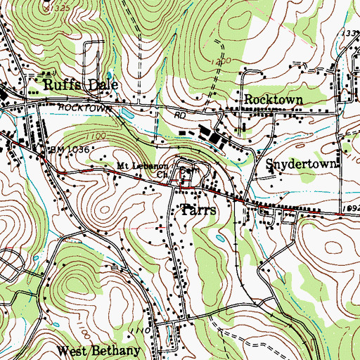 Topographic Map of Tarrs, PA
