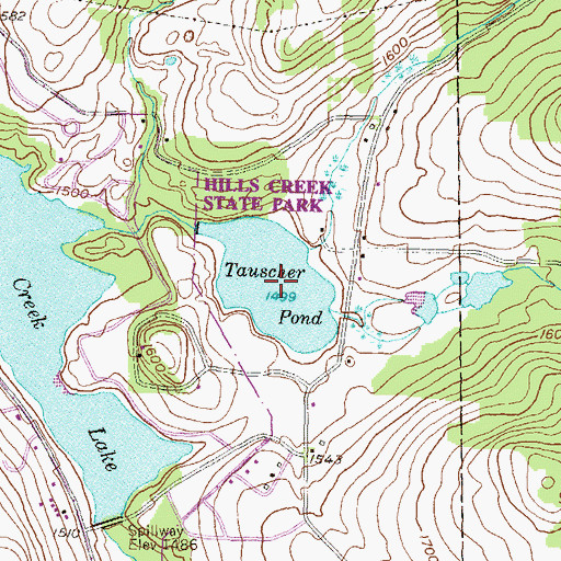 Topographic Map of Tauscher Pond, PA