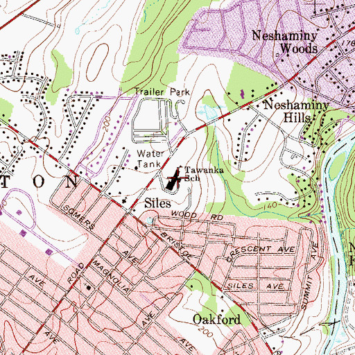 Topographic Map of Tawanka School, PA