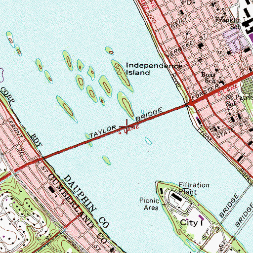 Topographic Map of Taylor Bridge, PA