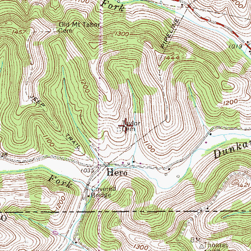 Topographic Map of Taylor Cemetery, PA