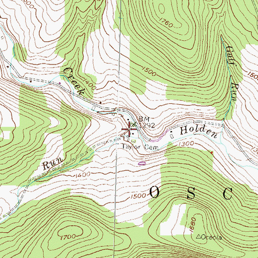 Topographic Map of Taylor Cemetery, PA