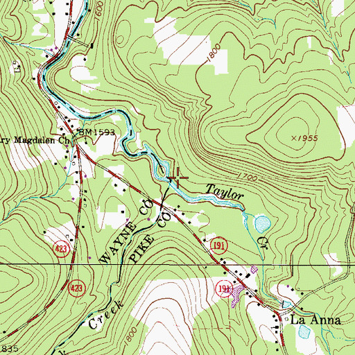 Topographic Map of Taylor Creek, PA