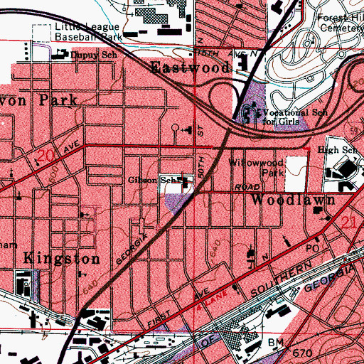 Topographic Map of Gibson Elementary School, AL