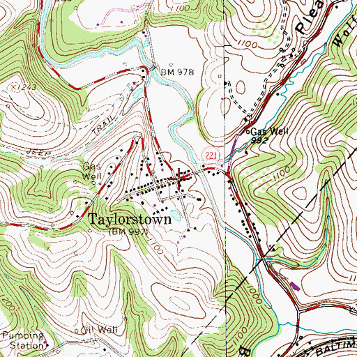 Topographic Map of Taylorstown, PA