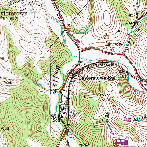 Topographic Map of Taylorstown Station, PA